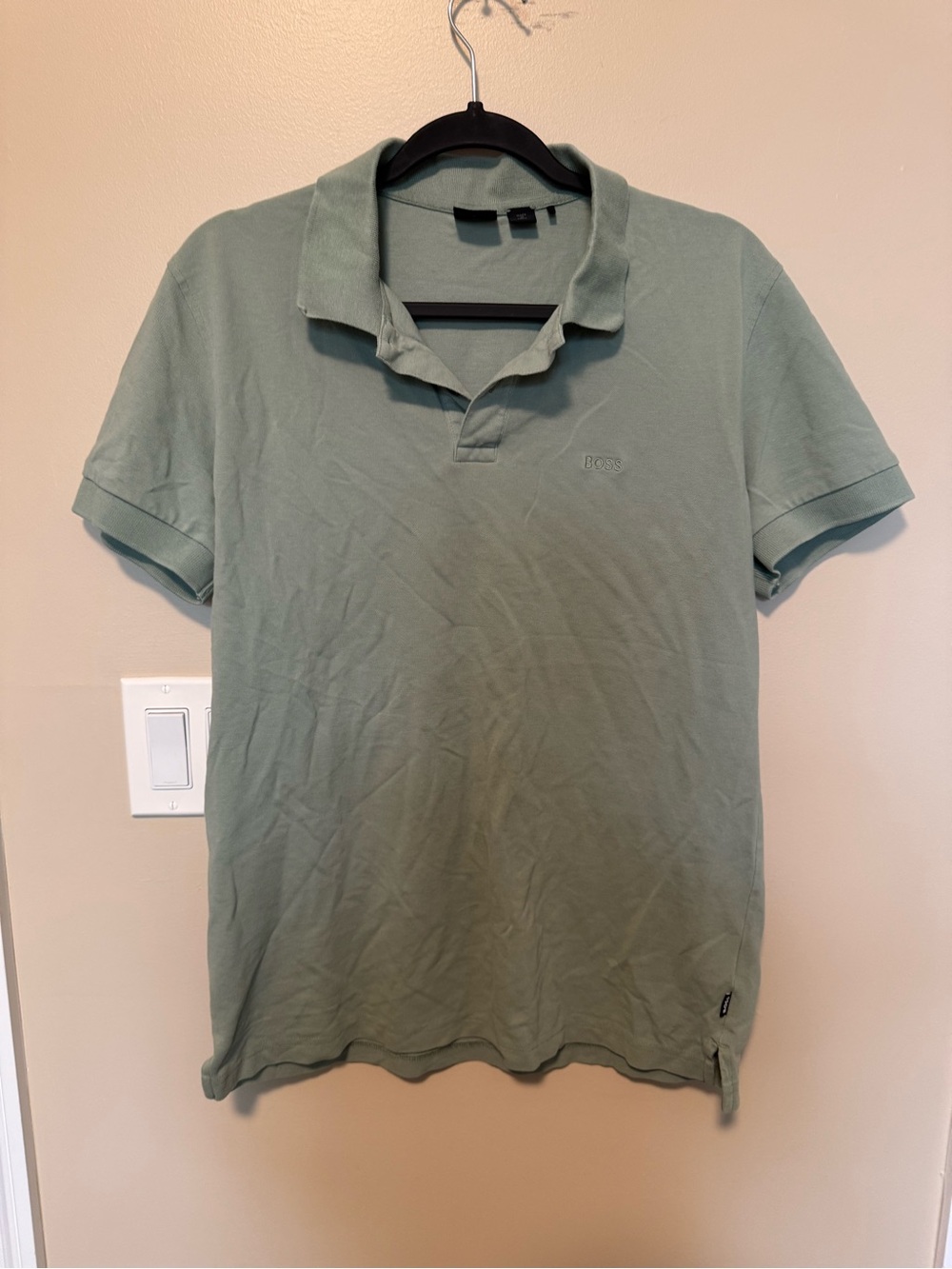 BOSS Men's Sage Green Short Sleeve Polo